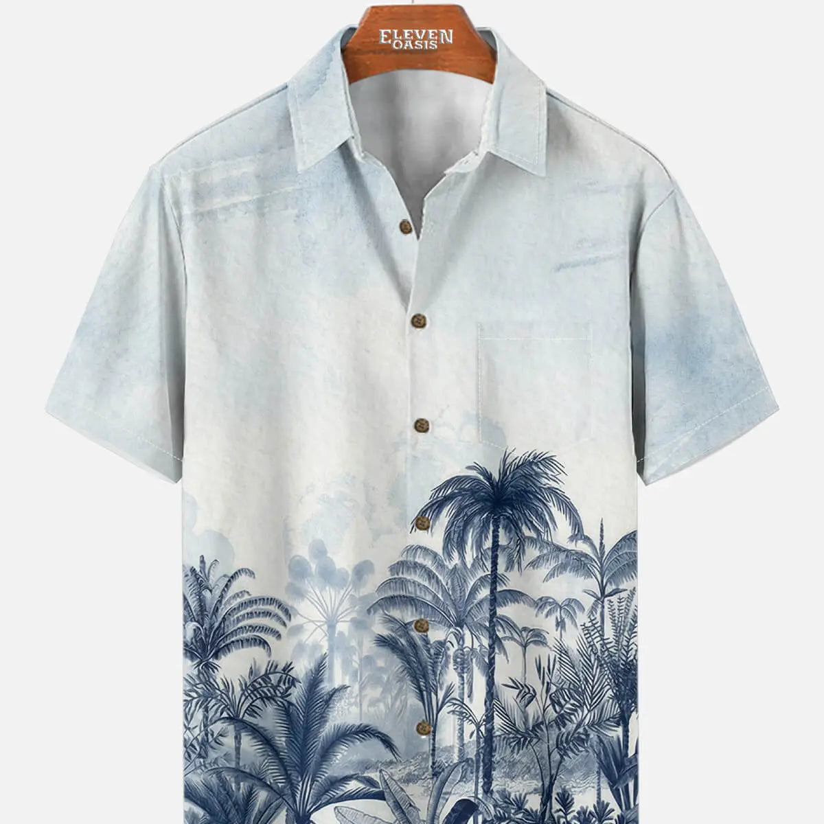 Tall Men's Blue Oasis Short Sleeve Shirt Eleven Oasis
