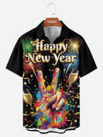 Men's New Year Fireworks Victory Short Sleeve Shirt Eleven Oasis