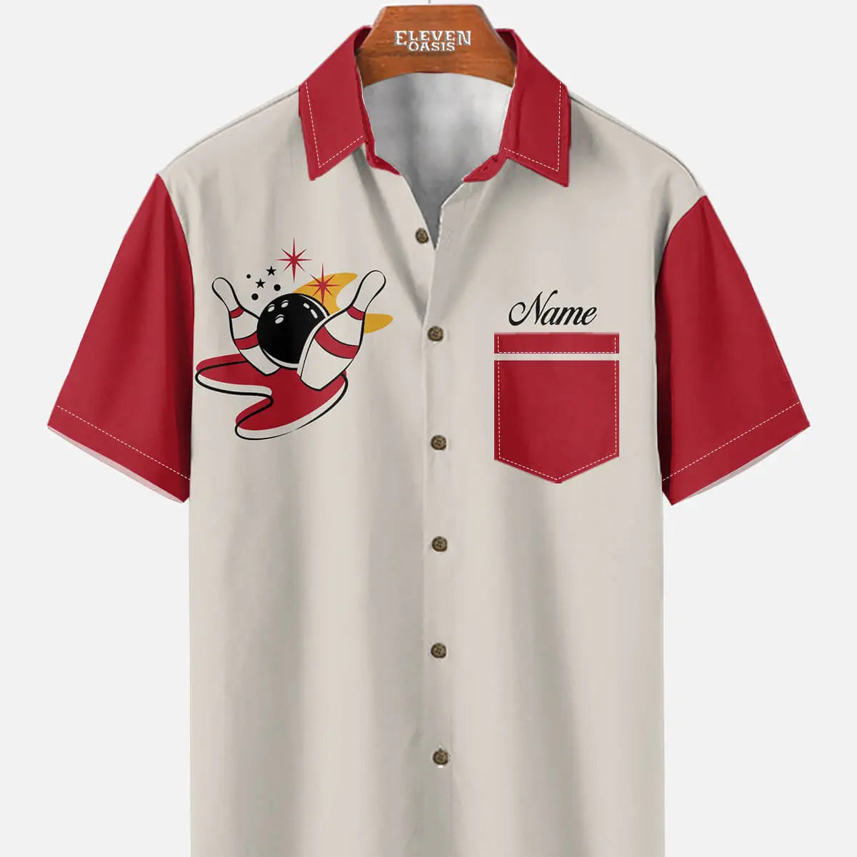 Men's Custom Bowling Graphic Short Sleeve Shirt ElevenOasis