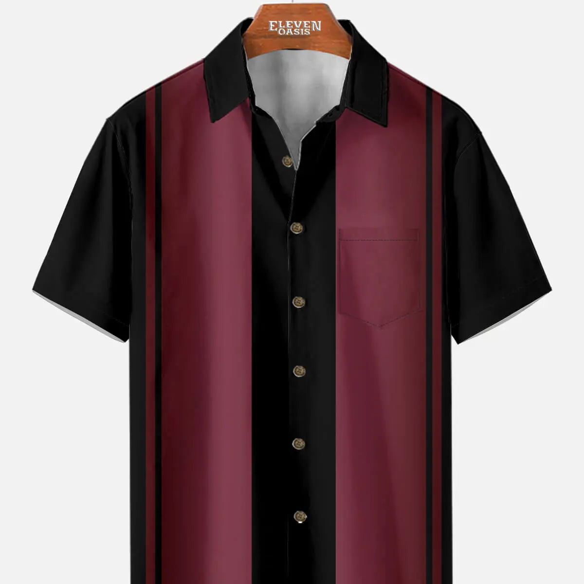 Men's Retro Panel Stripe Short Sleeve Shirt Eleven Oasis