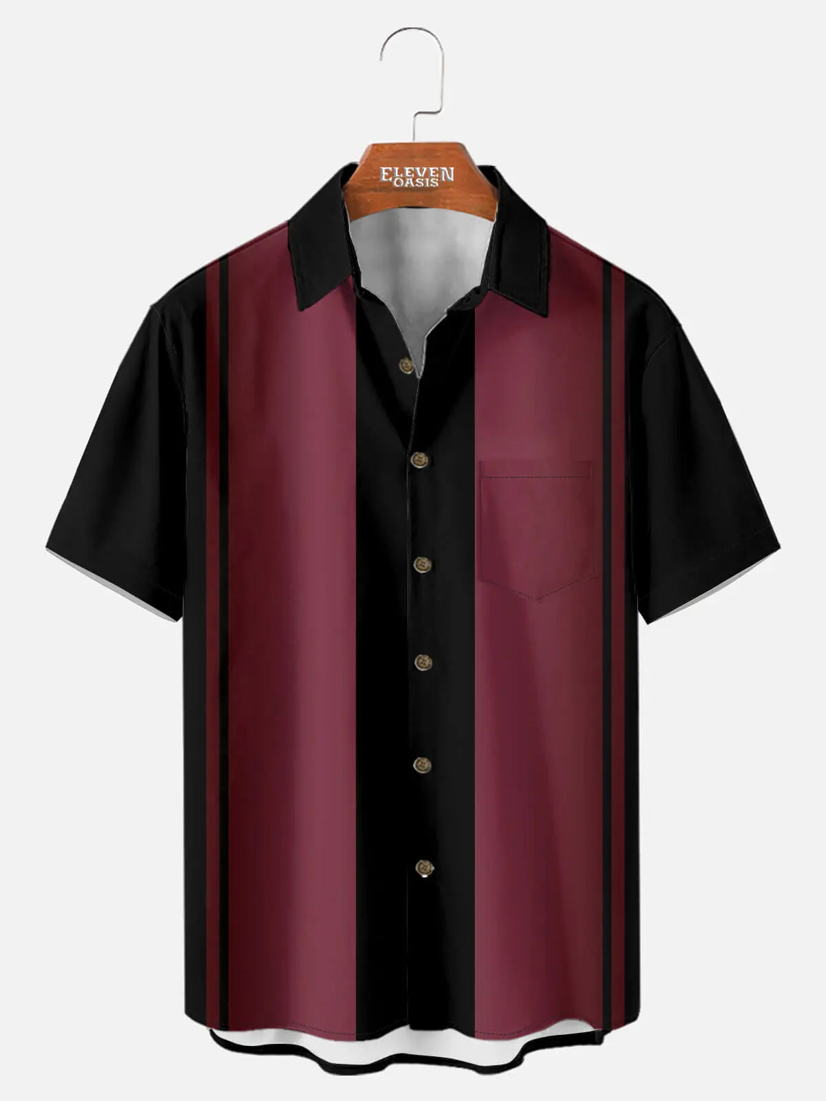 Men's Retro Panel Stripe Short Sleeve Shirt Eleven Oasis