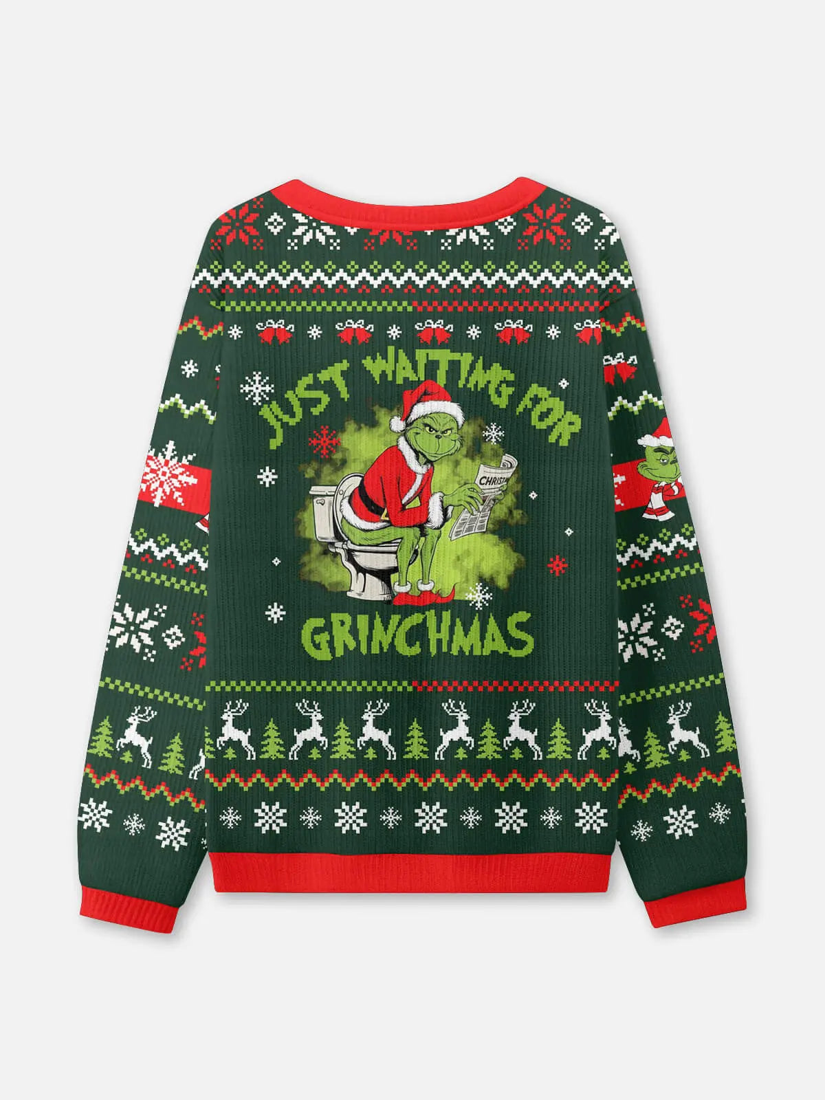 Just Waiting for Grinchmas Ugly Christmas Sweatshirt ElevenOasis