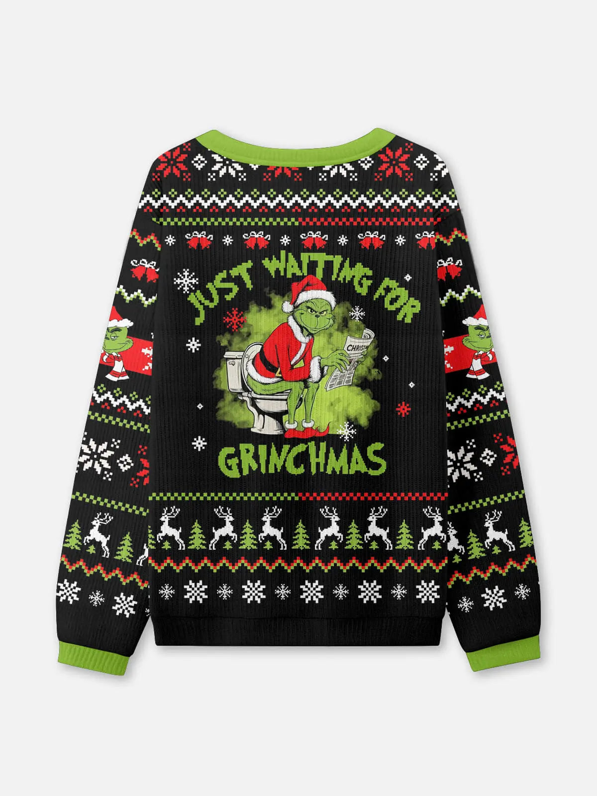 Just Waiting for Grinchmas Ugly Christmas Sweatshirt ElevenOasis