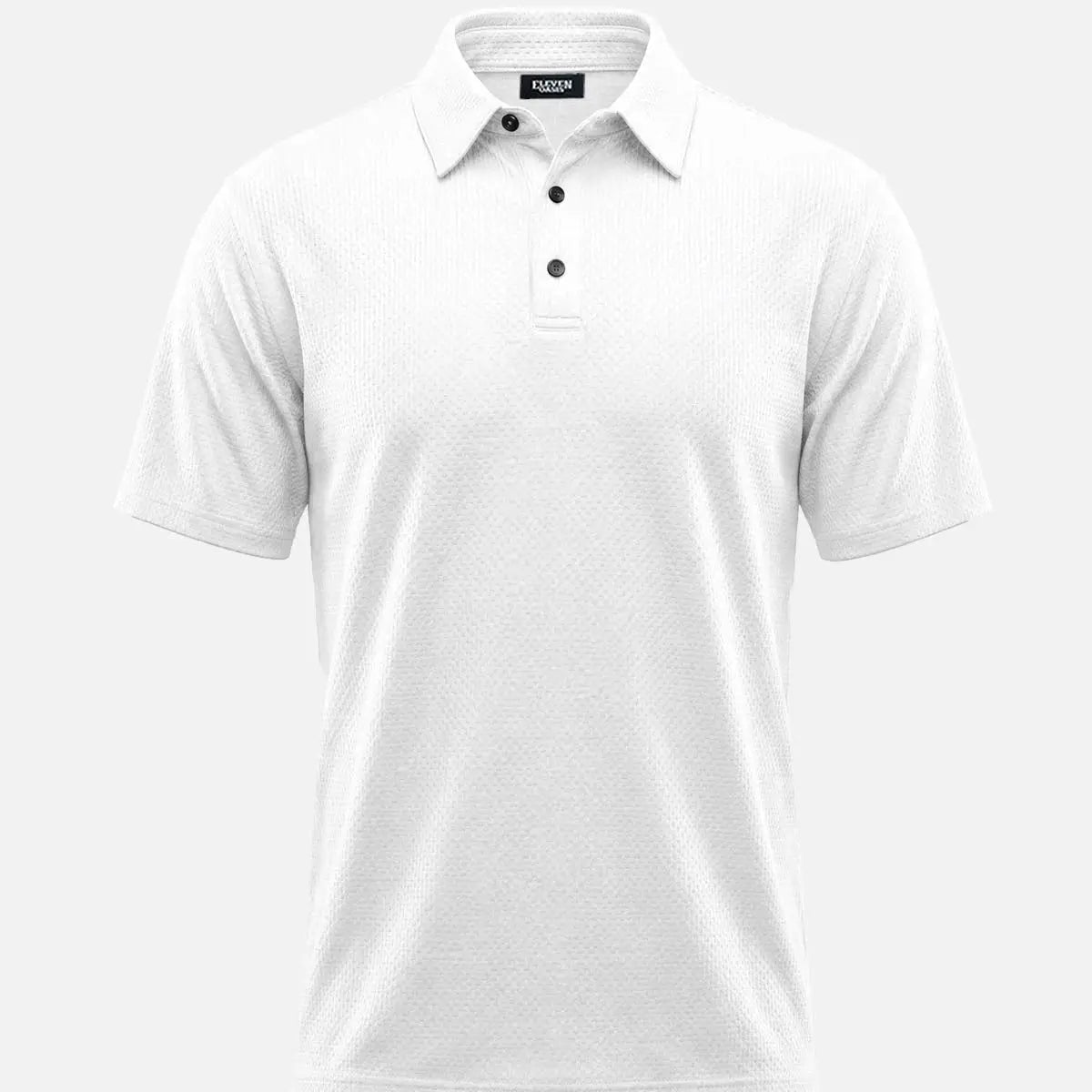 Men's Textured Knit Short Sleeve Polo Shirt ElevenOasis
