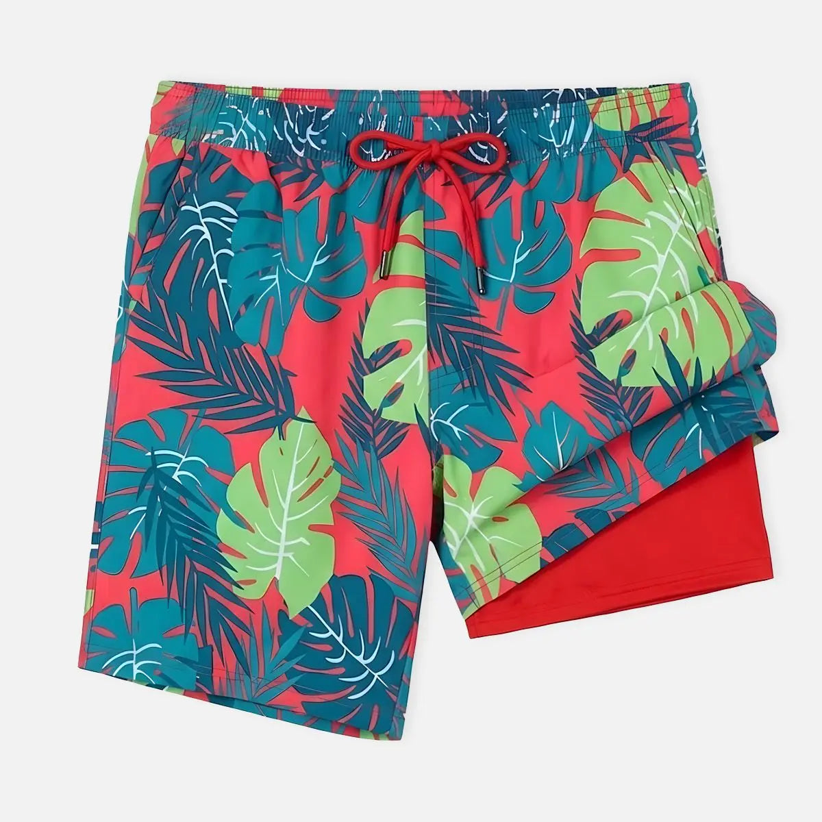 Men's Slim Fit Tropical Print Swim Trunks Eleven Oasis