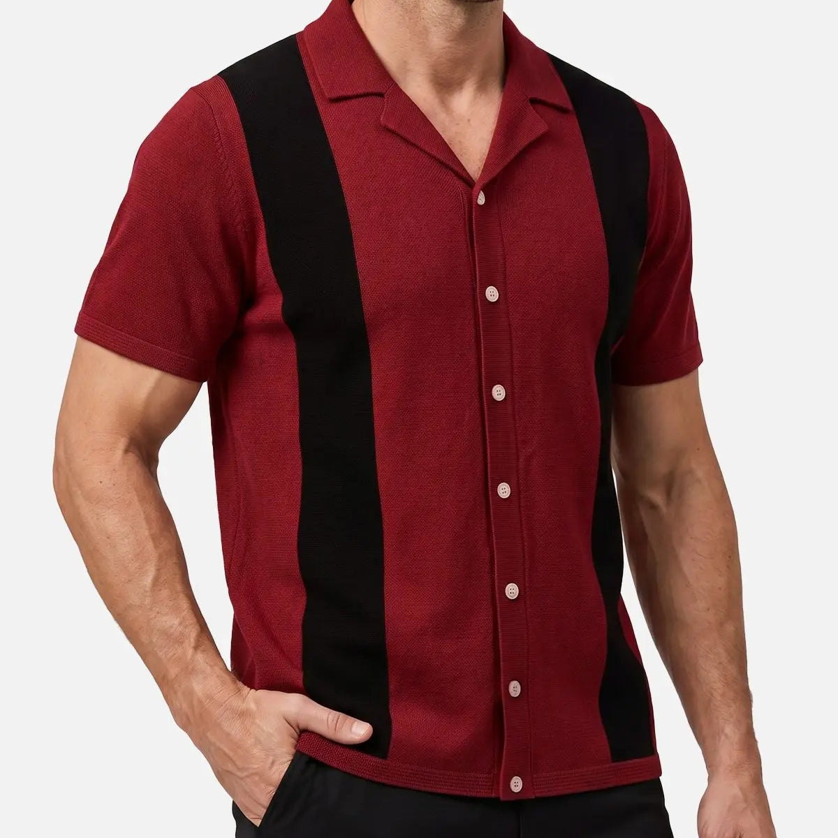 Men's Contrast Side Panel Short Sleeve Knit Shirt Eleven Oasis