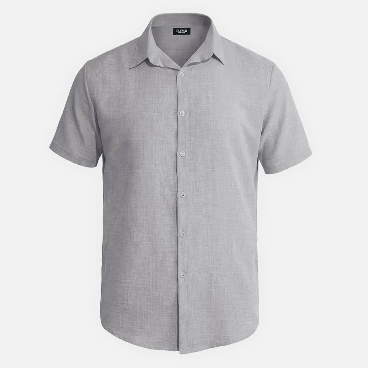 Men's Tonal Button Linen-Blend Short Sleeve Shirt Eleven Oasis