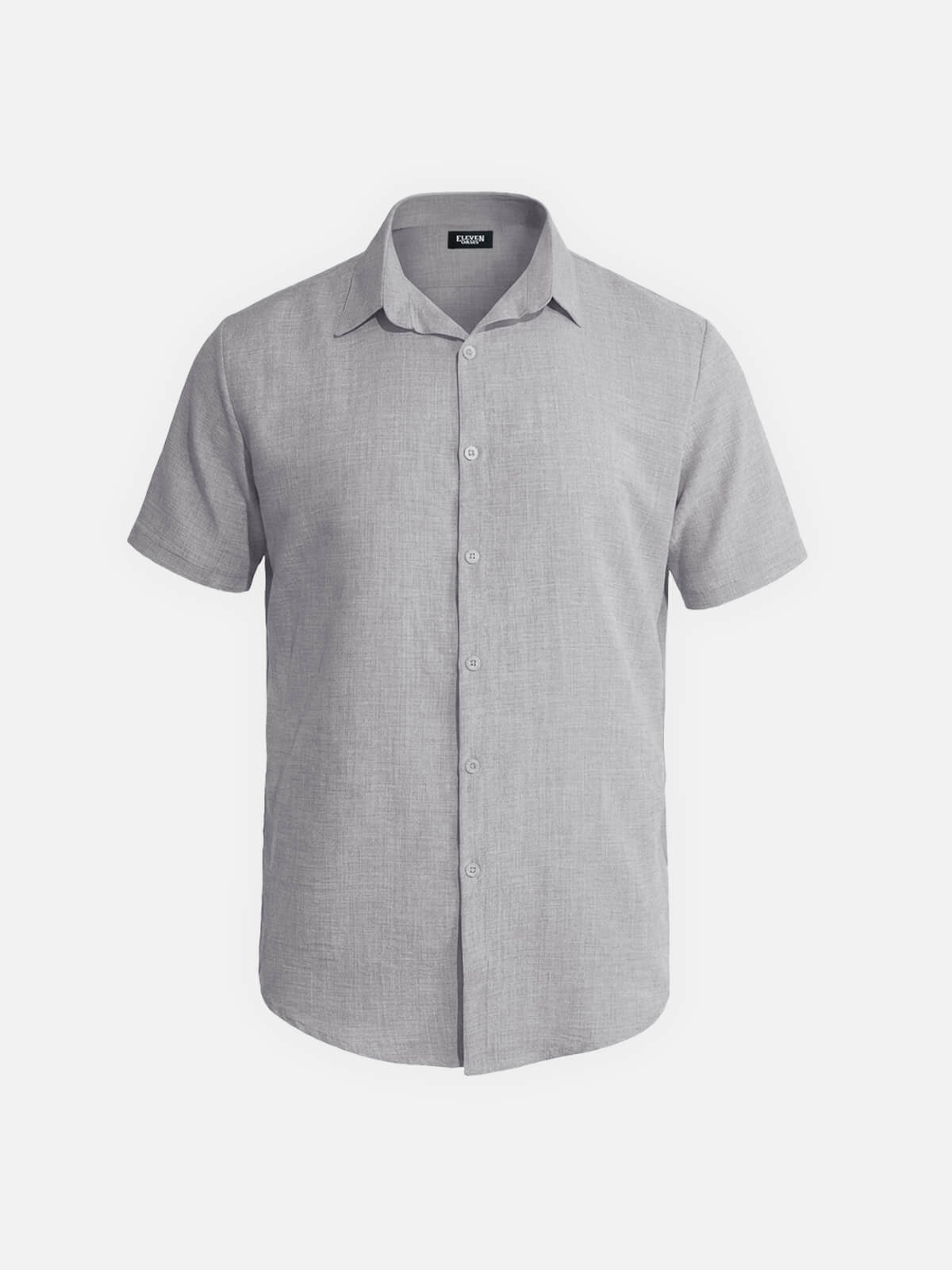 Men's Tonal Button Linen-Blend Short Sleeve Shirt Eleven Oasis