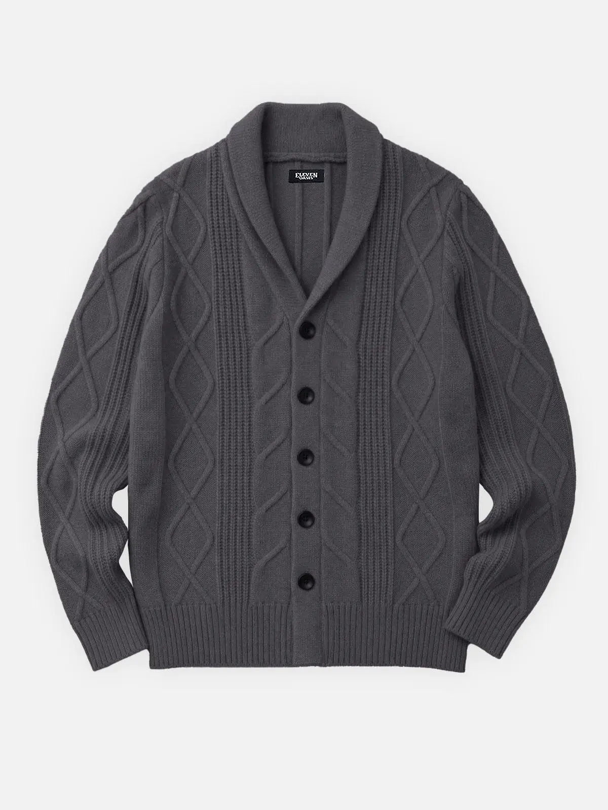 Men's Cable Knit Shawl Collar Slim Fit Cardigan Eleven Oasis