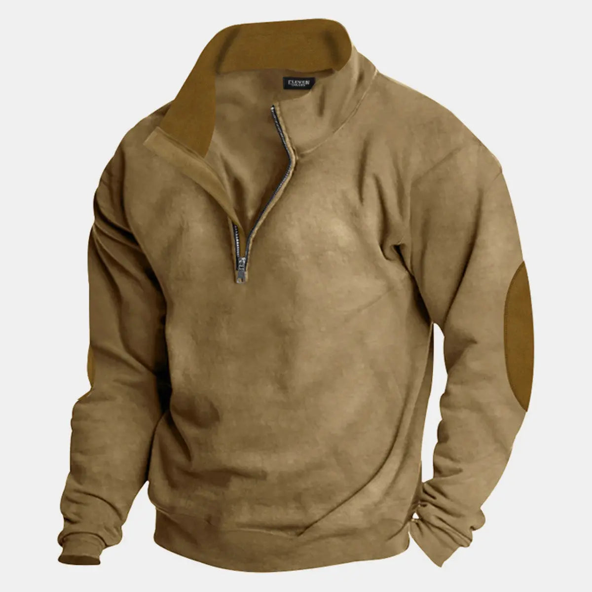 Men's Quarter Zip Elbow Patch Pullover ElevenOasis