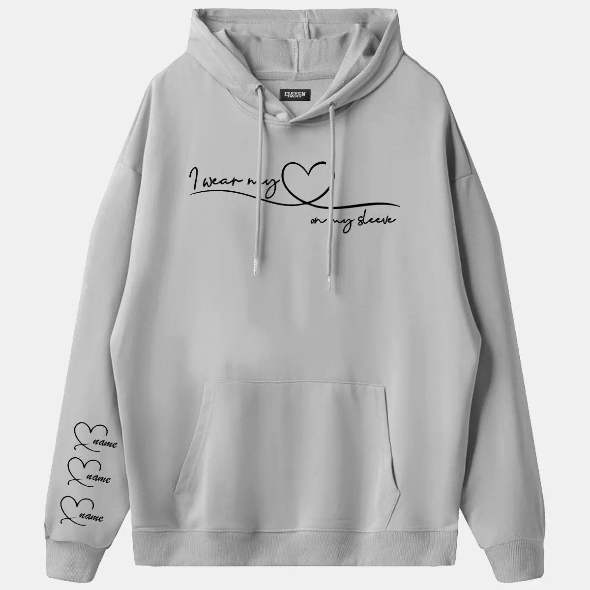 Custom Heart Sleeve Hoodie Eleven Oasis