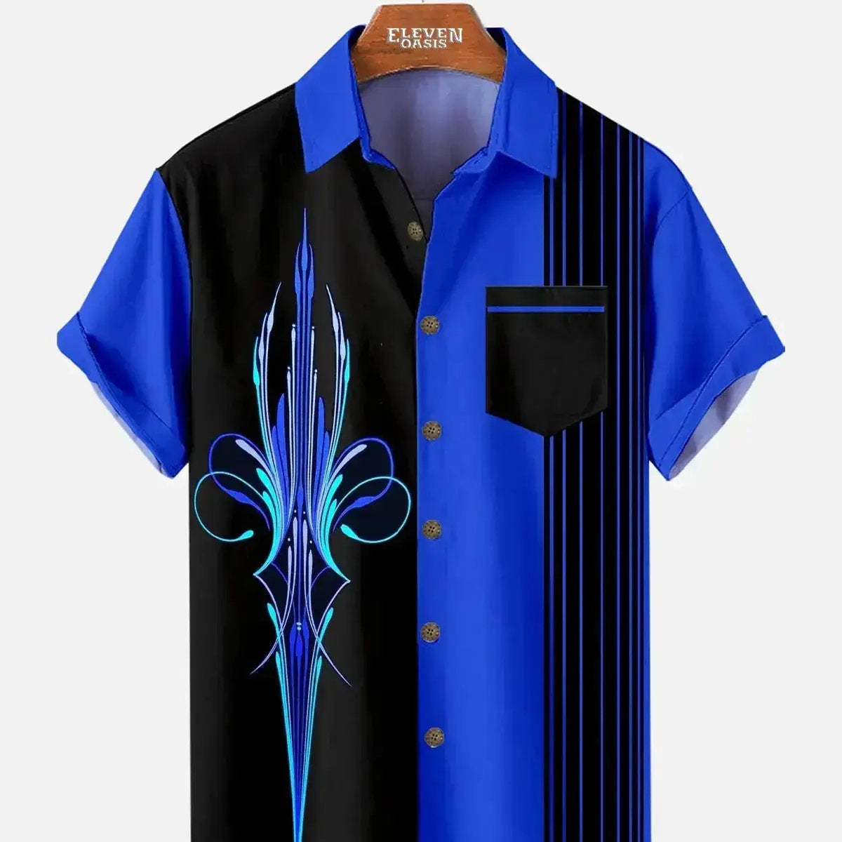 Men's Hot Rod Car Stripe Short Sleeve Shirt ElevenOasis