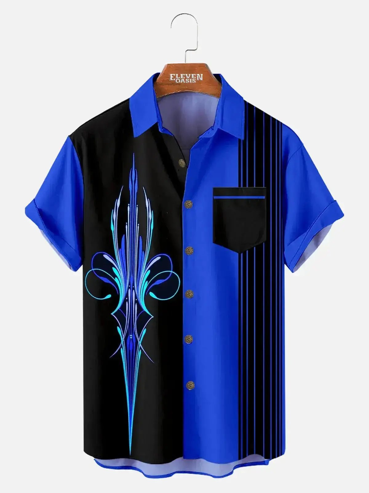 Men's Hot Rod Car Stripe Short Sleeve Shirt ElevenOasis