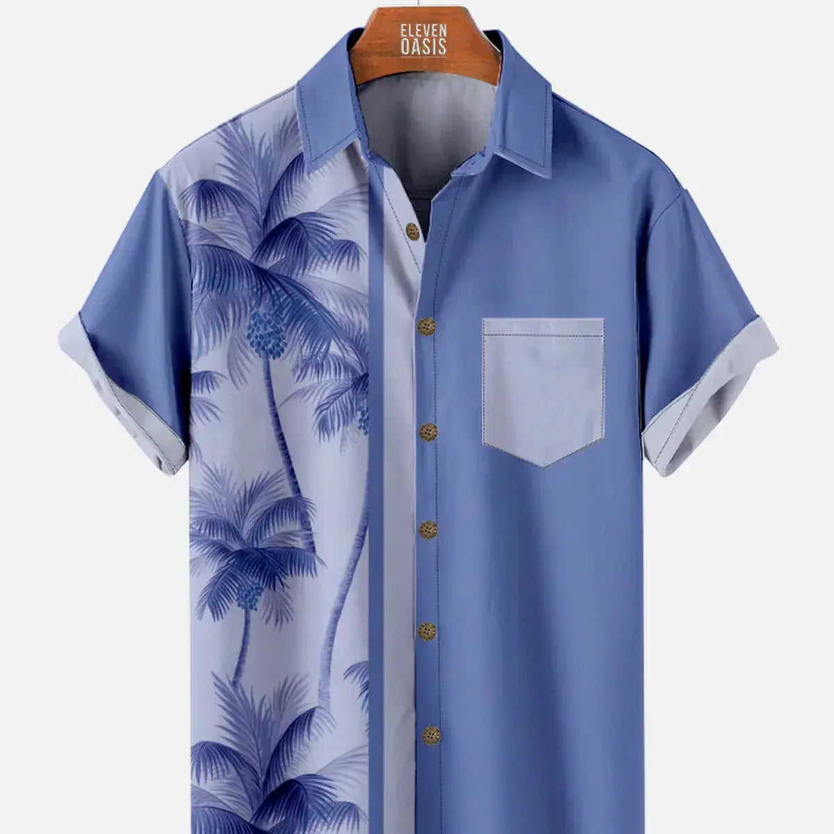 Men's Coconut Tree Casual Breathable Hawaiian Short Sleeve Shirt ElevenOasis