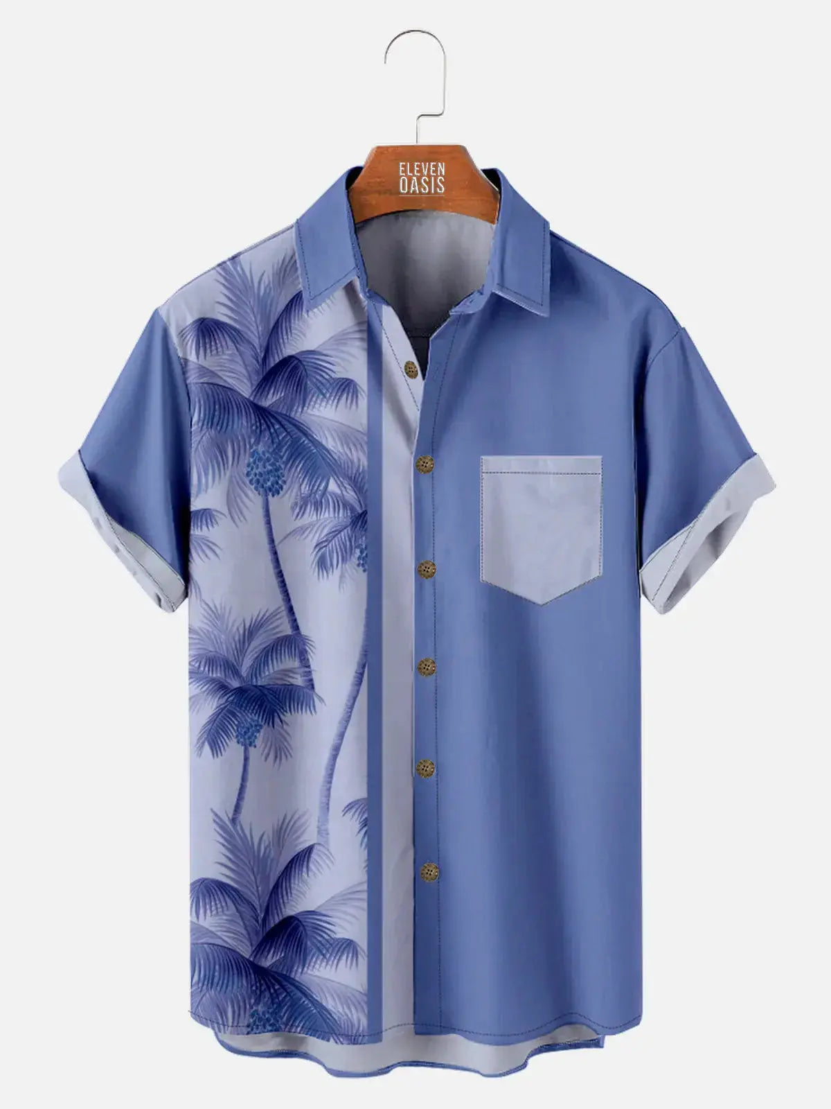 Men's Coconut Tree Casual Breathable Hawaiian Short Sleeve Shirt ElevenOasis