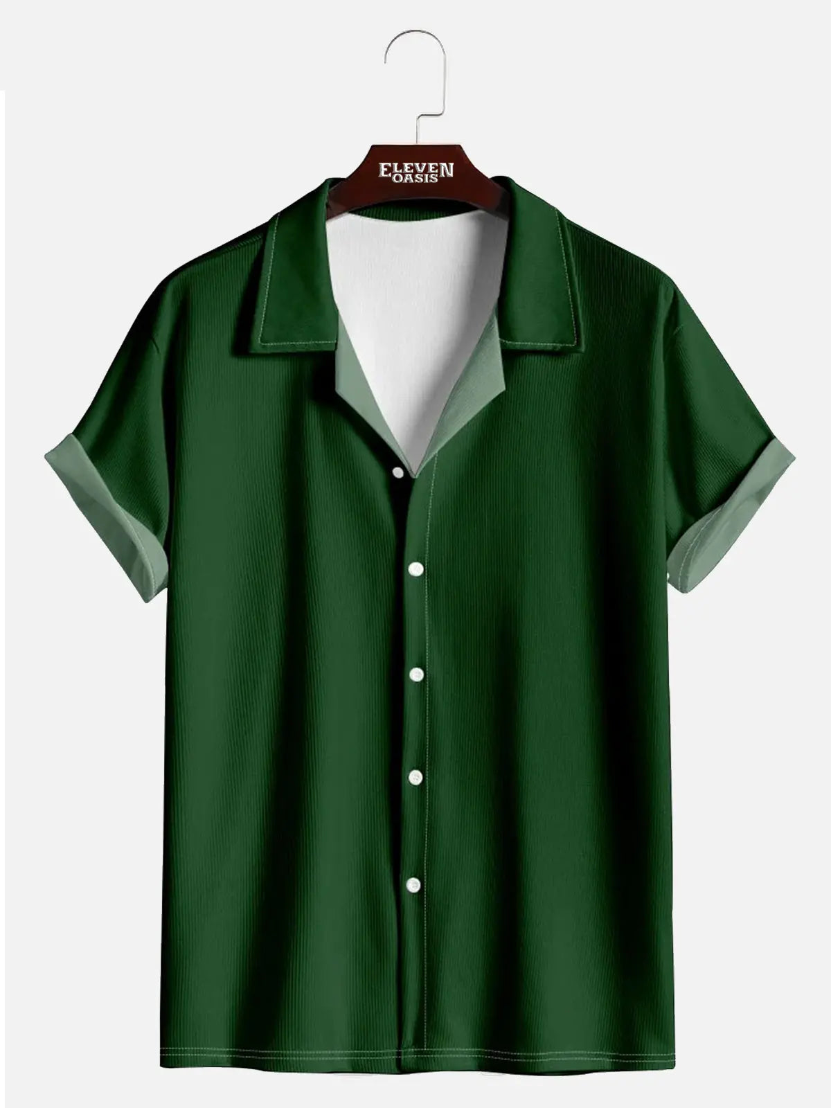 Tall Men's Fall Weather Block Color Knitted Short Sleeve Shirt ElevenOasis