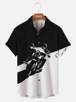 Motorcycle Print Men's Short Sleeve Shirt ElevenOasis