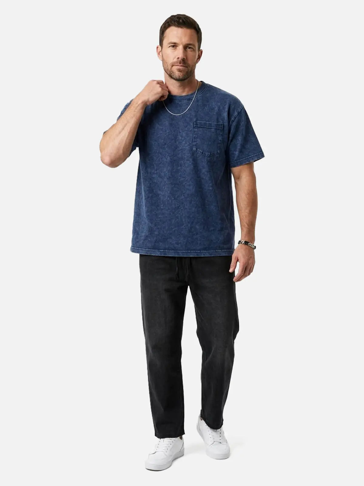 Men's Washed Pocket Crew Neck T-Shirt Eleven Oasis