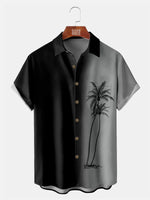 Hawaii Men's Gradient Coconut Tree Print Casual Breathable  Short Sleeve ShirtMens short sleeve shirts Big and tall Mens shirts Short sleeve shirts for men Mens 4xl shirts Casual short sleeve shirts