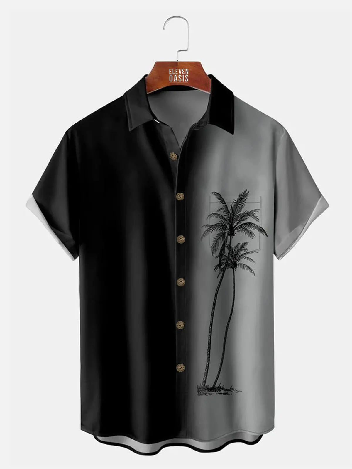 Hawaii Men's Gradient Coconut Tree Print Casual Breathable  Short Sleeve ShirtMens short sleeve shirts Big and tall Mens shirts Short sleeve shirts for men Mens 4xl shirts Casual short sleeve shirts