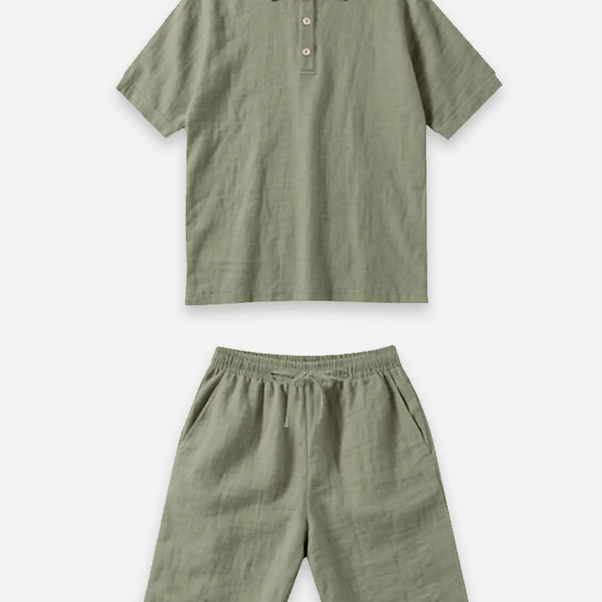 Men's Linen Blend Polo Short Set ElevenOasis