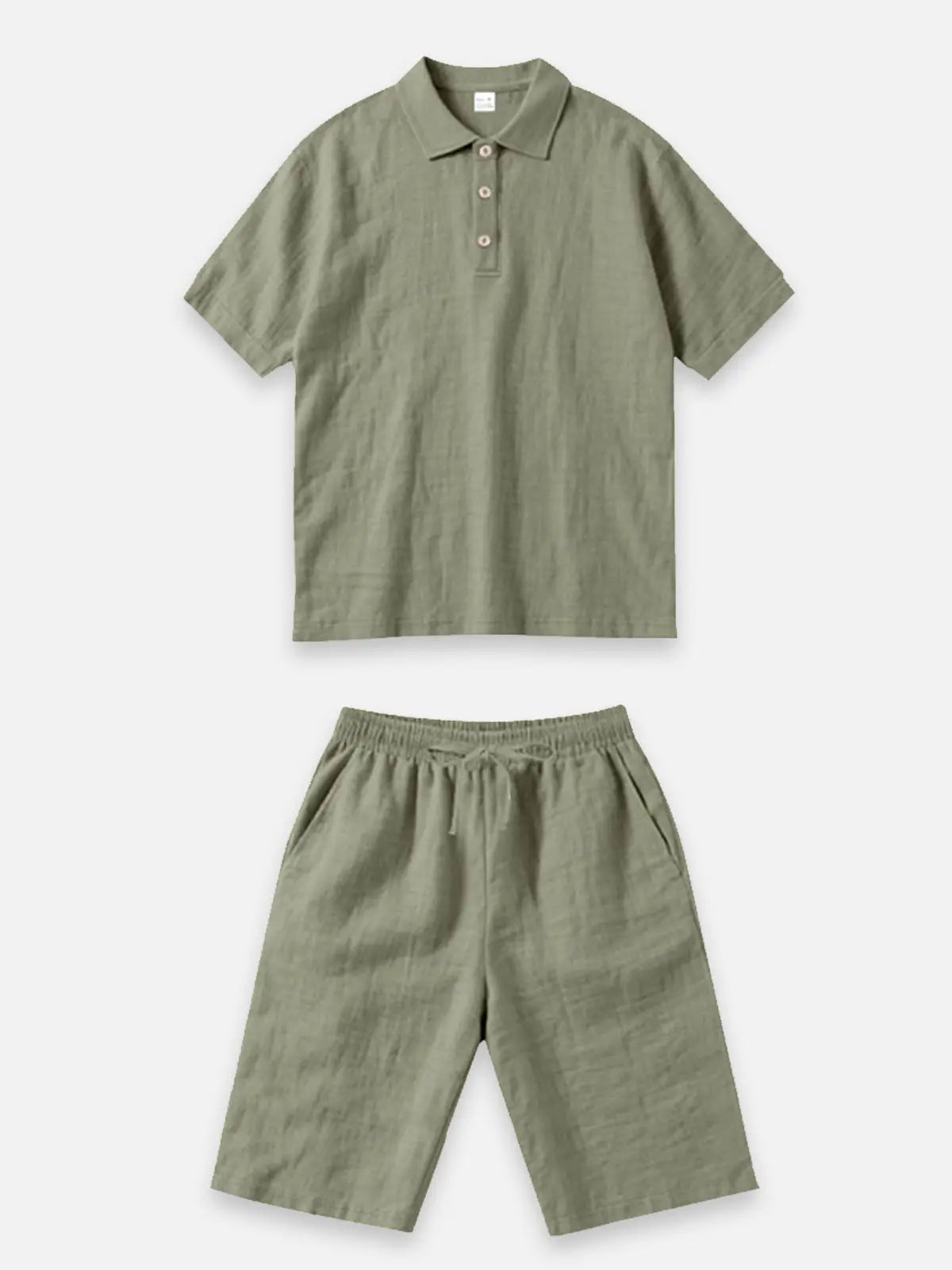 Men's Linen Blend Polo Short Set ElevenOasis