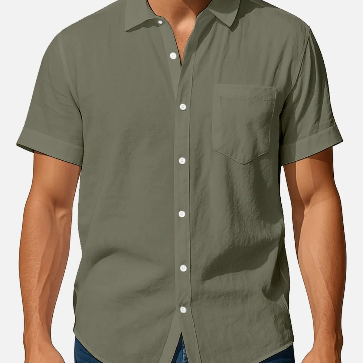 Men's Classic Linen Blend Short Sleeve Shirt Eleven Oasis