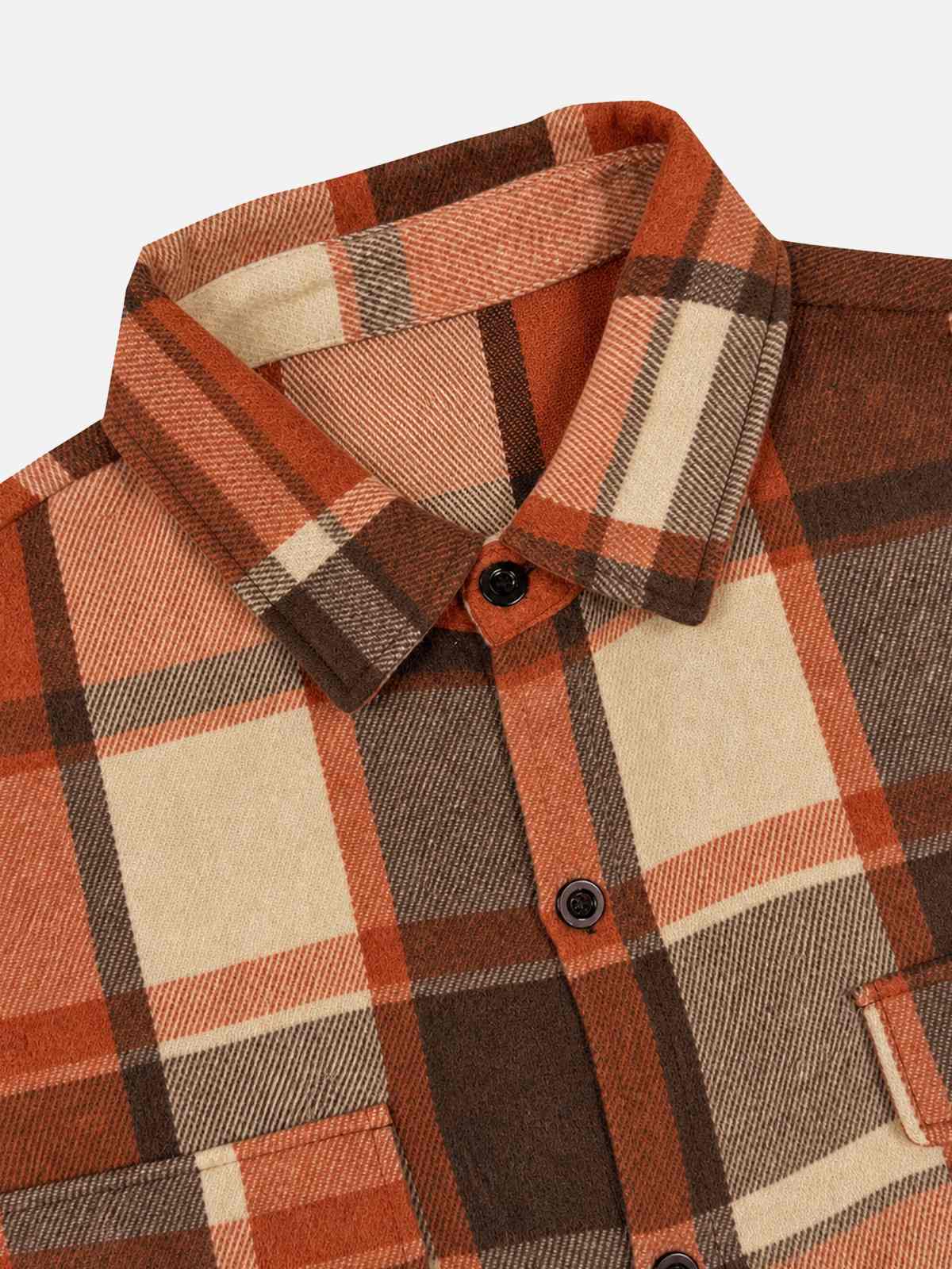 Men's Brushed Overscale Plaid Double Pocket Long Sleeve Shirt Eleven Oasis