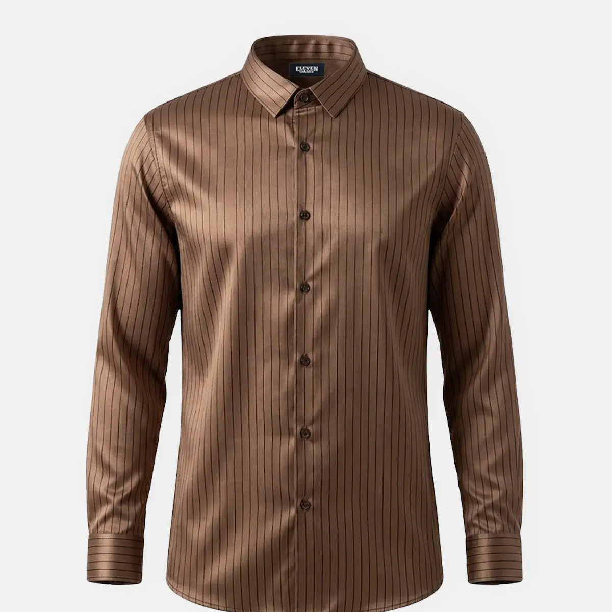 Men's Classic Pinstripe Stretch Slim Fit Long Sleeve Shirt Eleven Oasis