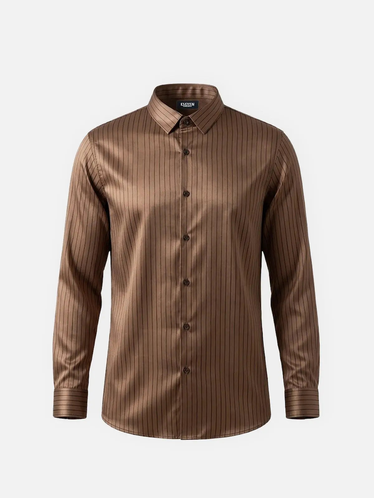 Men's Classic Pinstripe Stretch Slim Fit Long Sleeve Shirt Eleven Oasis
