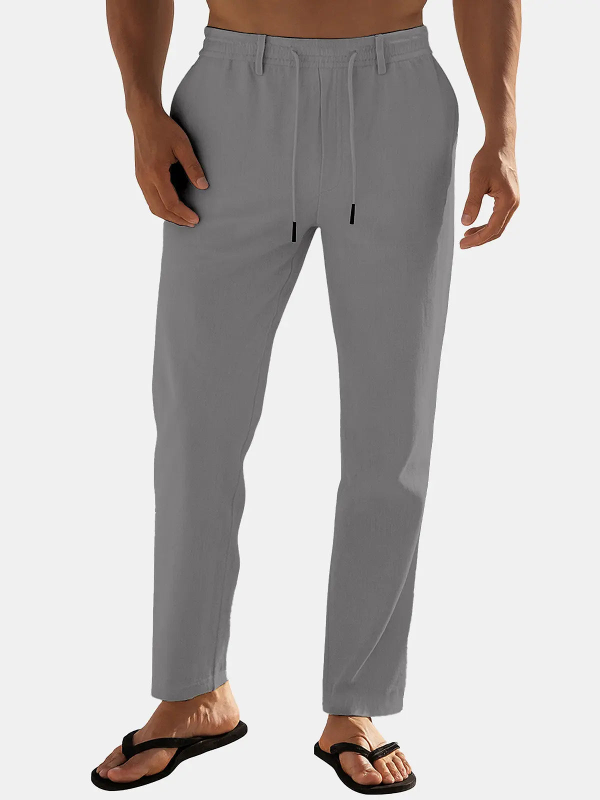 Men's Regular Fit Linen Blend Drawstring Pants ElevenOasis