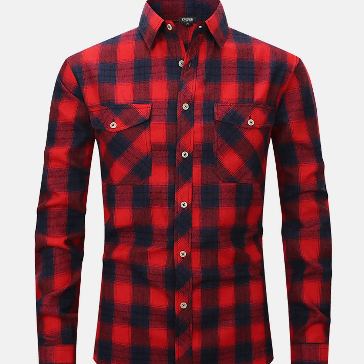 Men's Plaid Button-Down Long Sleeve Shirt ElevenOasis