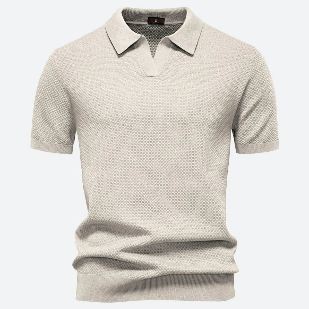 Men's Textured Knit Polo Short Sleeve Shirt ElevenOasis