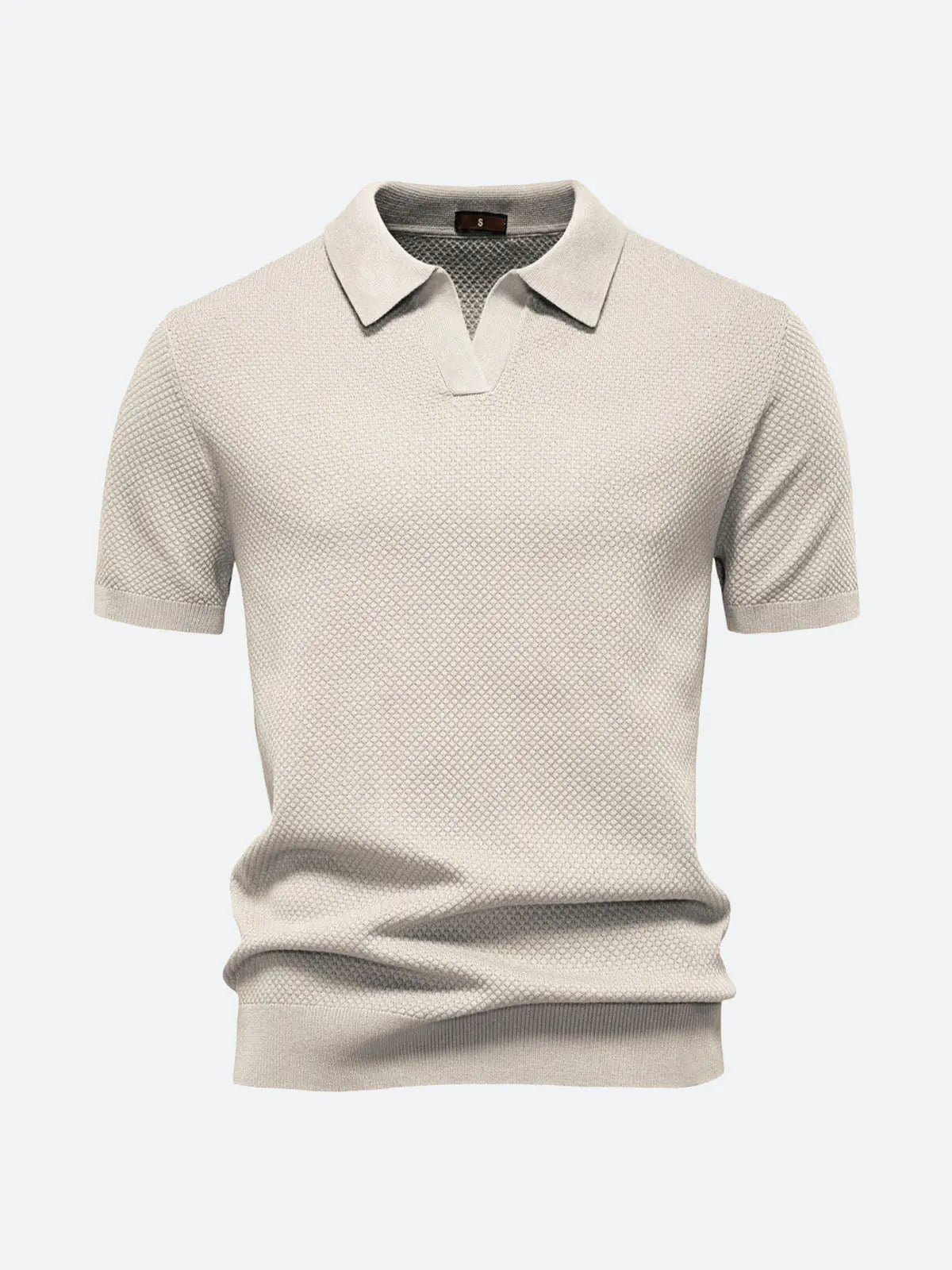 Men's Textured Knit Polo Short Sleeve Shirt ElevenOasis