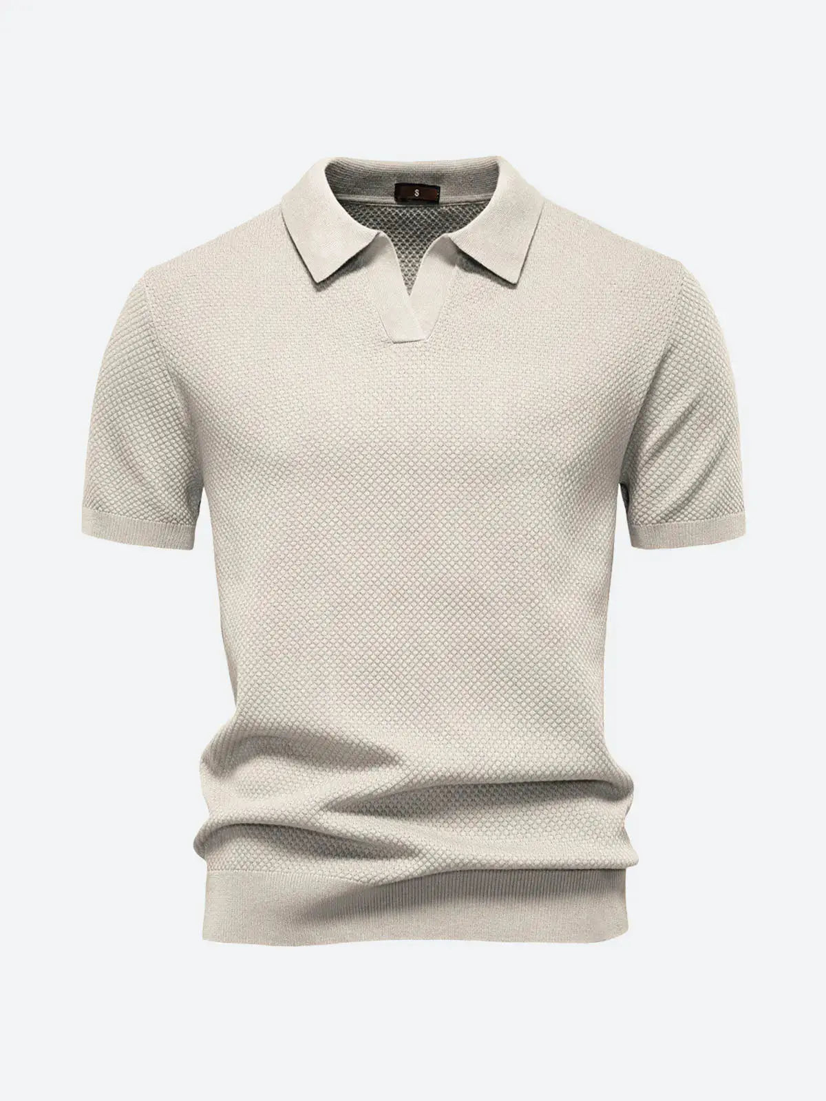 Men's Textured Knit Polo Short Sleeve Shirt ElevenOasis