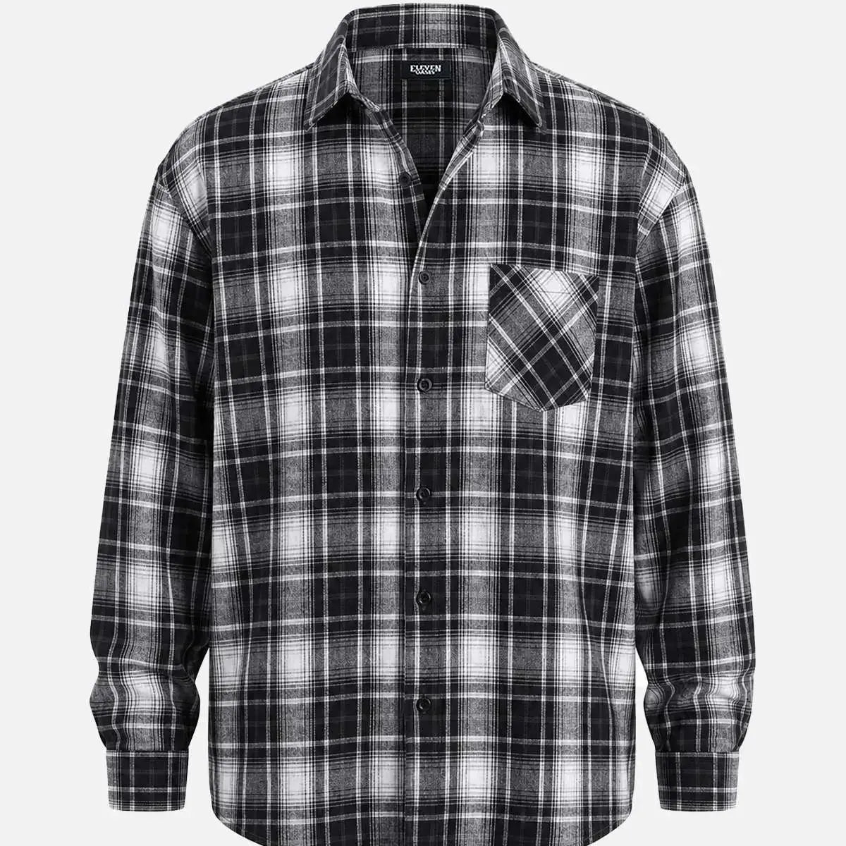 Men's Brushed Heritage Plaid Single Pocket Long Sleeve Shirt Eleven Oasis