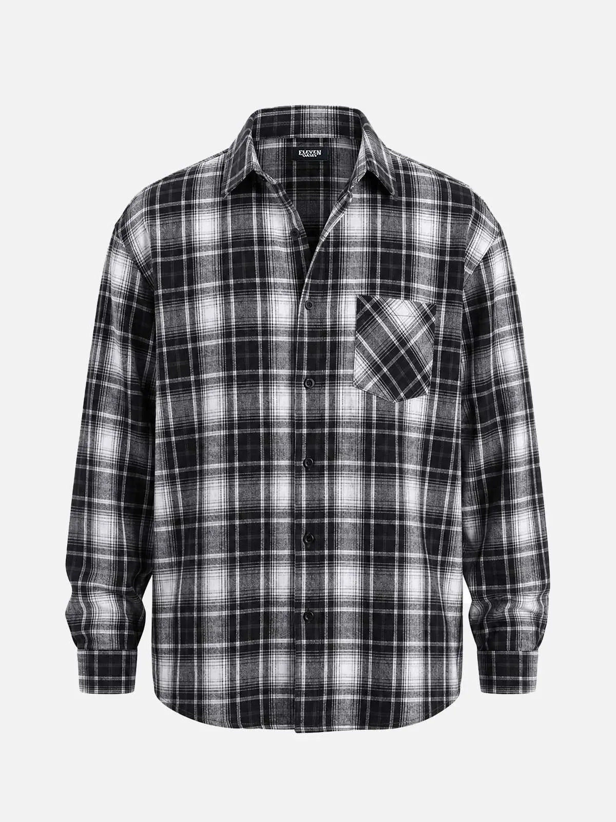 Men's Brushed Heritage Plaid Single Pocket Long Sleeve Shirt Eleven Oasis