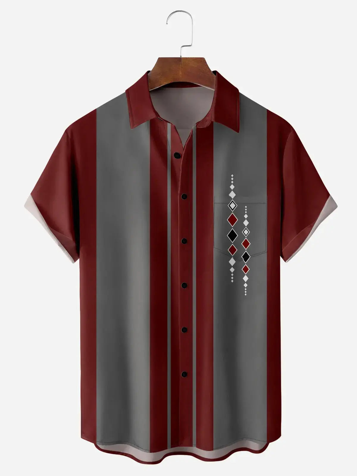 Men's Geometric Print Bowling Short Sleeve Casual ShirtMens short sleeve shirts Big and tall Mens shirts Short sleeve shirts for men Mens 4xl shirts Casual short sleeve shirts