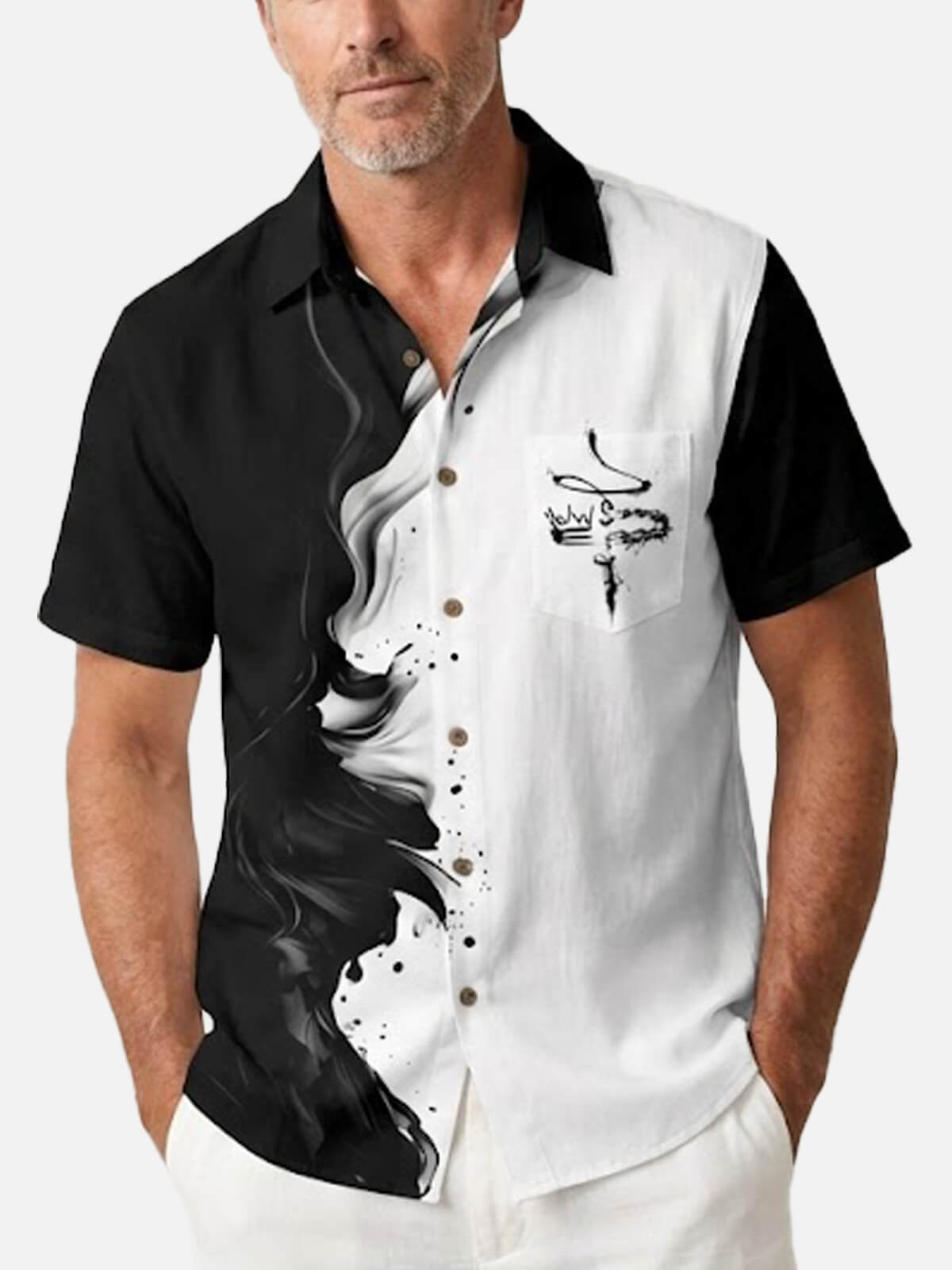 Men's Jesus Crown of Thorns Ink Panel Short Sleeve Shirt Eleven Oasis