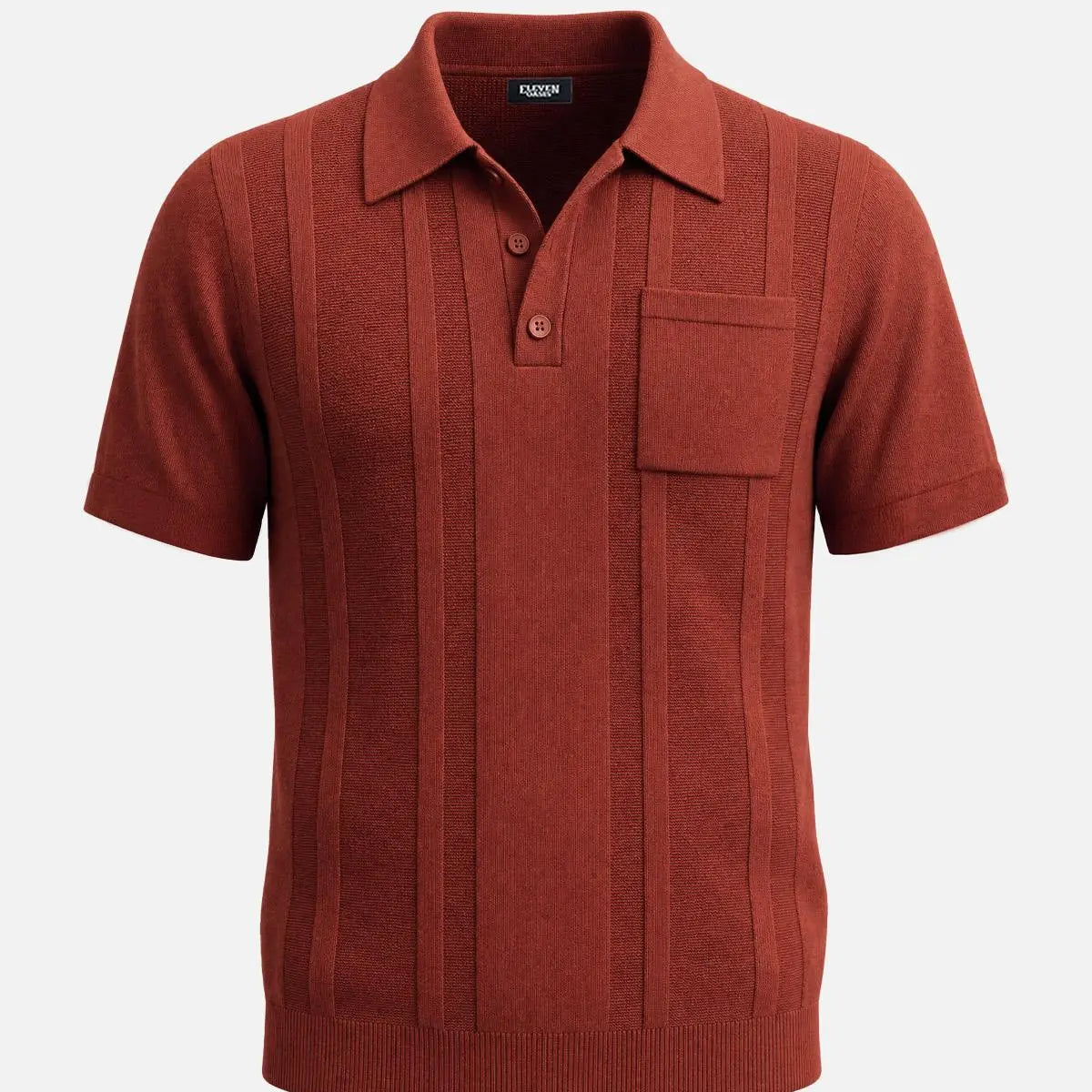 Men's Retro Ribbed Knit Short Sleeve Polo Shirt Eleven Oasis