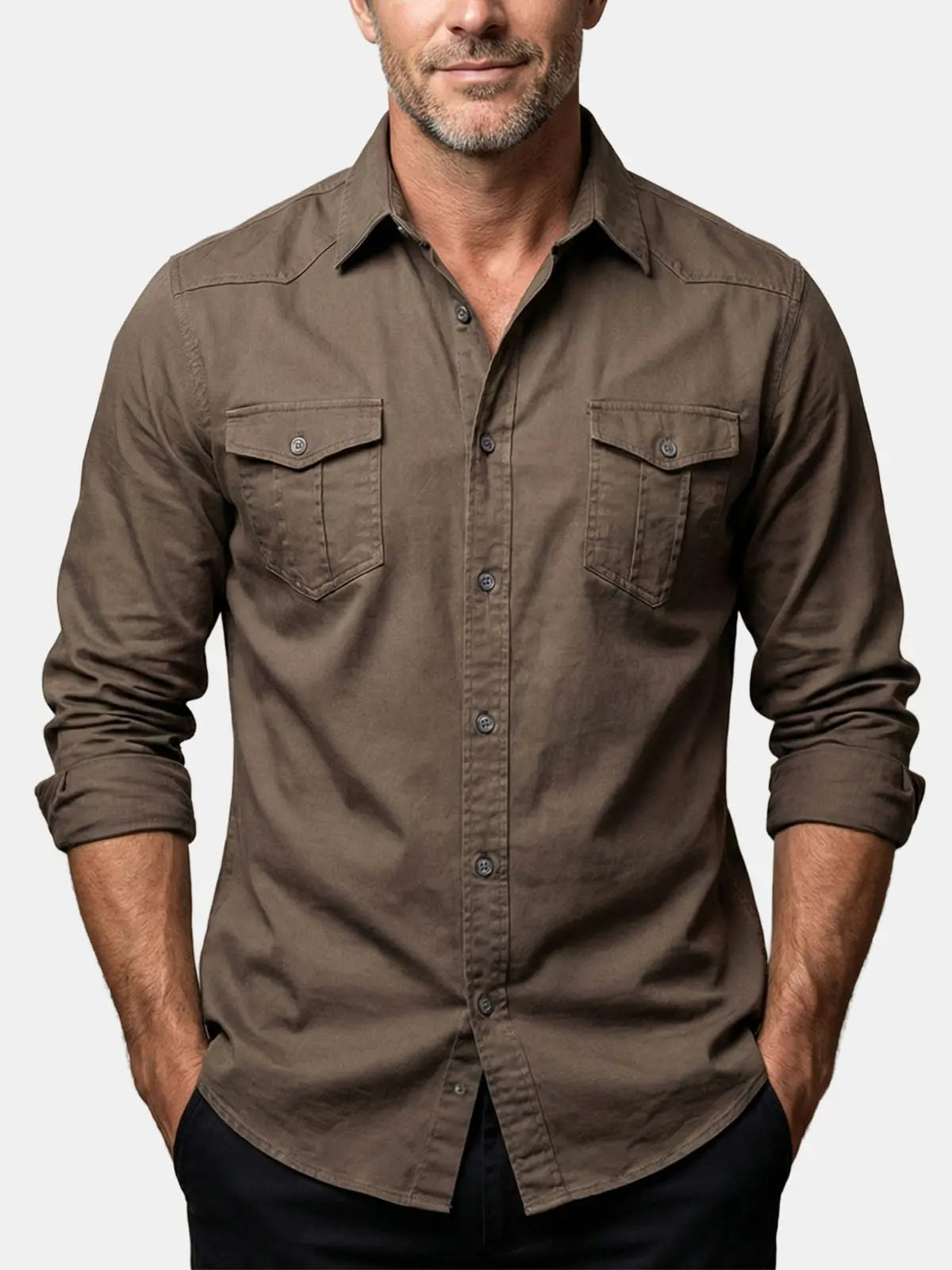 Men's Workwear Slim Fit Long Sleeve Shirt ElevenOasis
