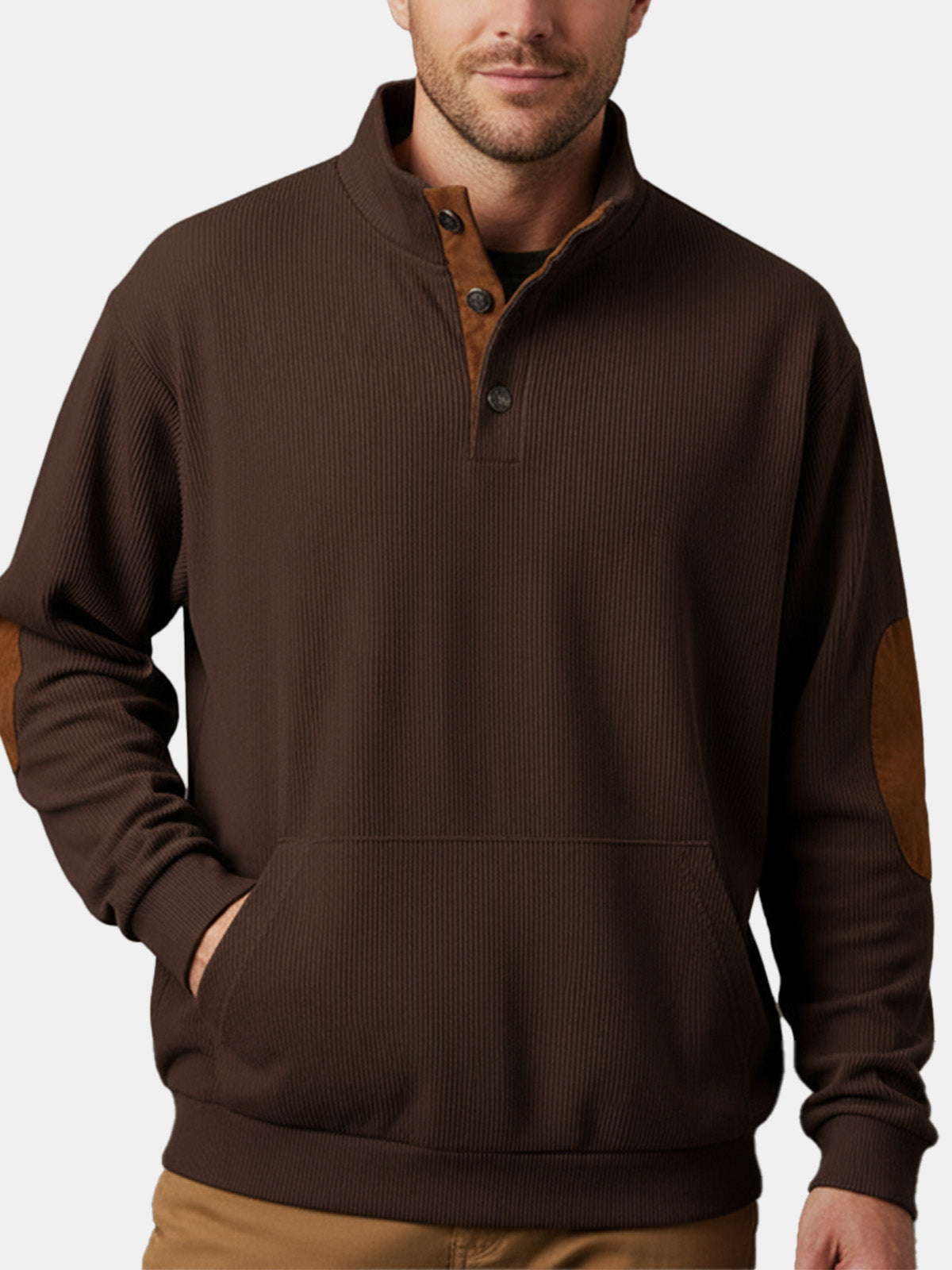 Men's Elbow Patch Ribbed Pullover Eleven Oasis