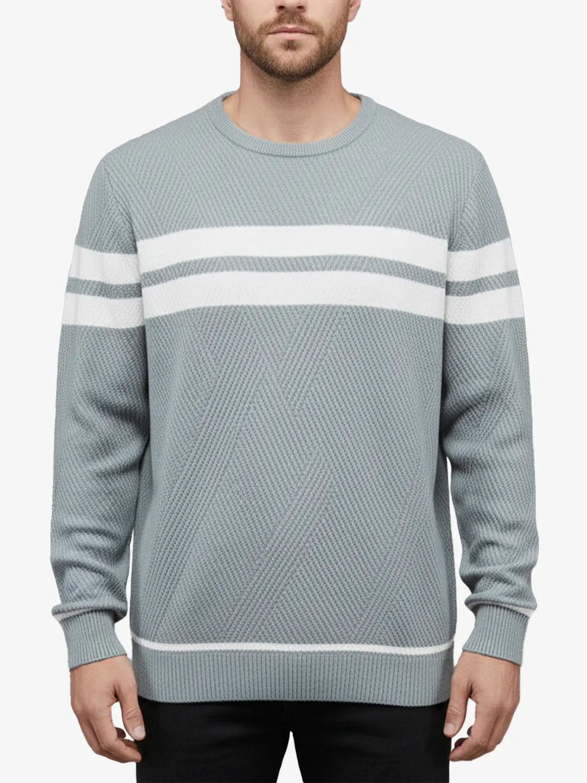 Men's Slim Stripe Knit Sweater ElevenOasis