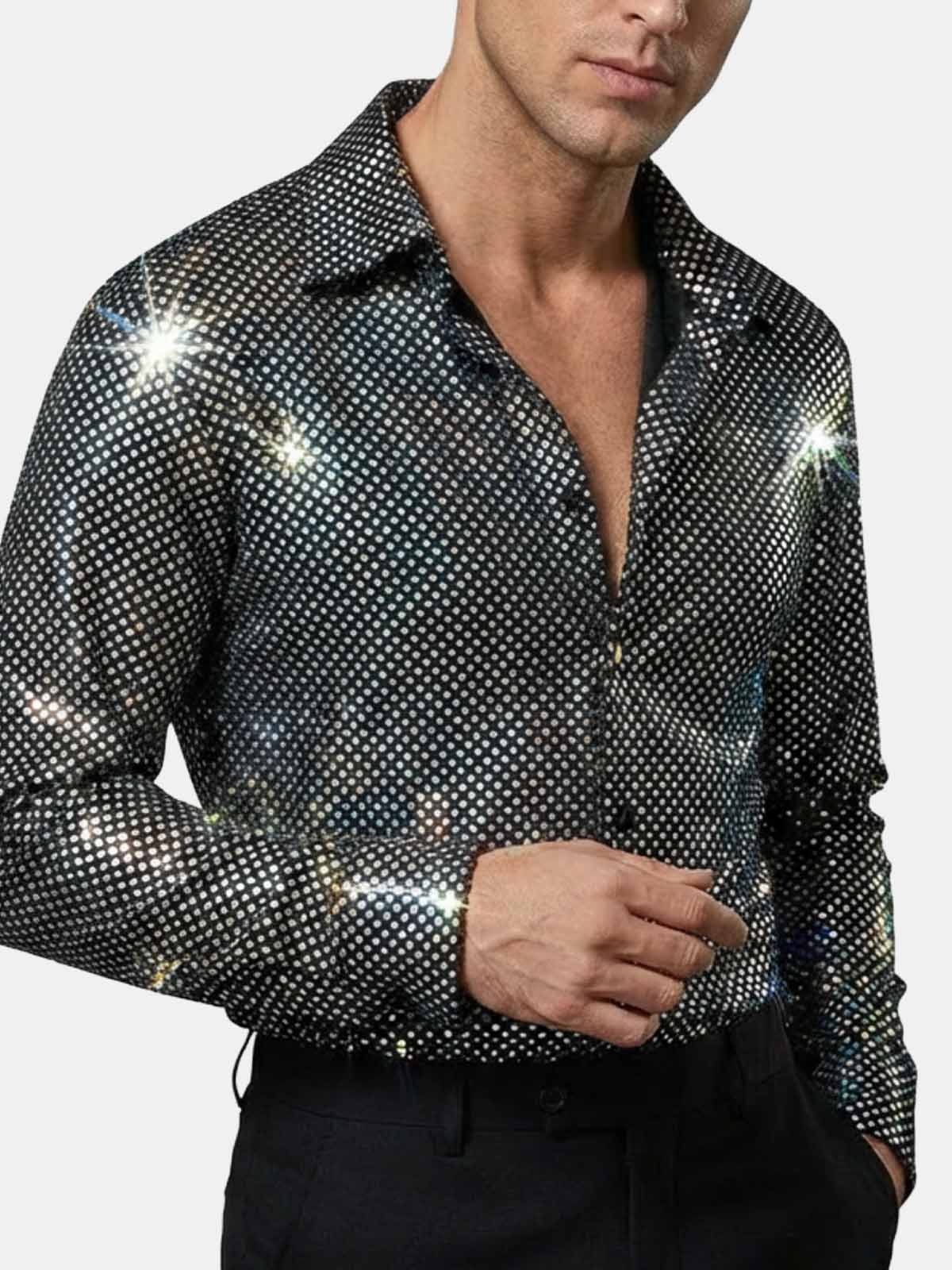 Men's Shiny Disco Long Sleeve Shirt ElevenOasis