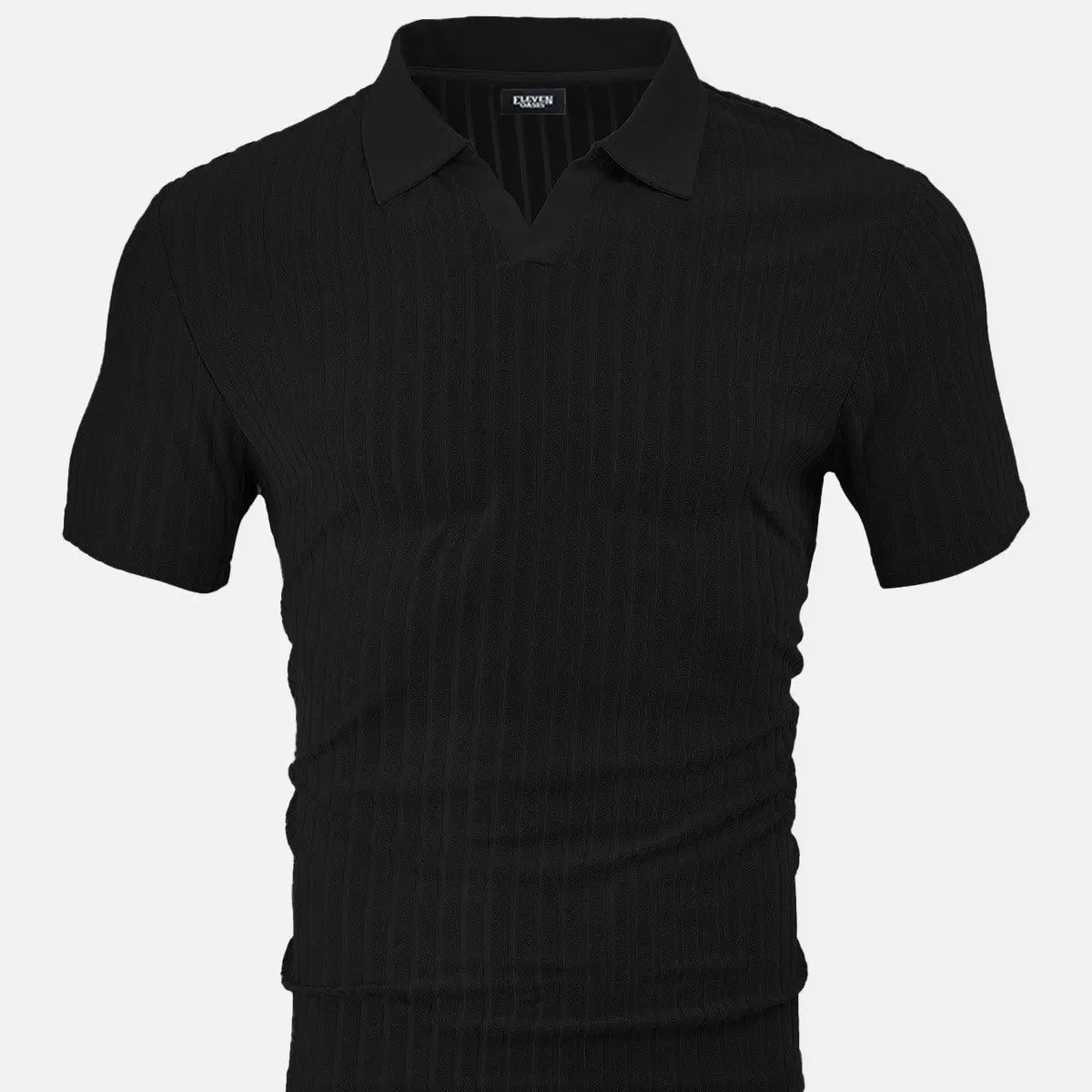 Men's Slim Fit Textured Open Collar Polo Shirt Eleven Oasis