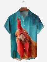 Men's Funny Cock Rooster Short Sleeve Casual ShirtMens short sleeve shirts Big and tall Mens shirts Short sleeve shirts for men Mens 4xl shirts Casual short sleeve shirts
