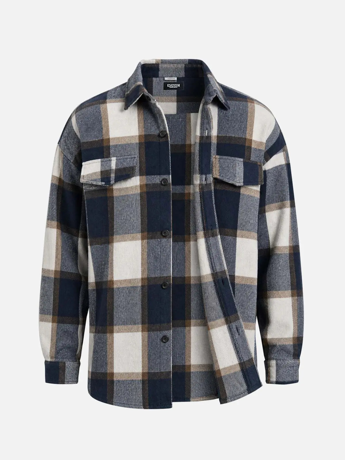 Men's Brushed Overscale Plaid Double Pocket Long Sleeve Shirt Eleven Oasis