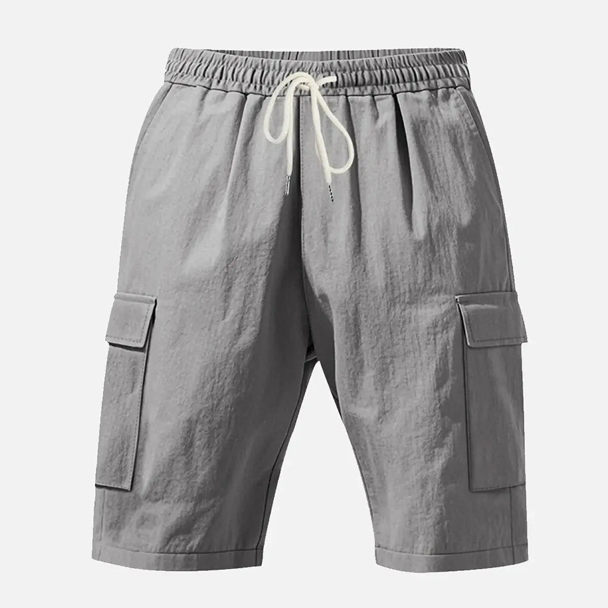 Men's Solid Color Linen Shorts Waist Drawstring Cargo Shorts ElevenOasis