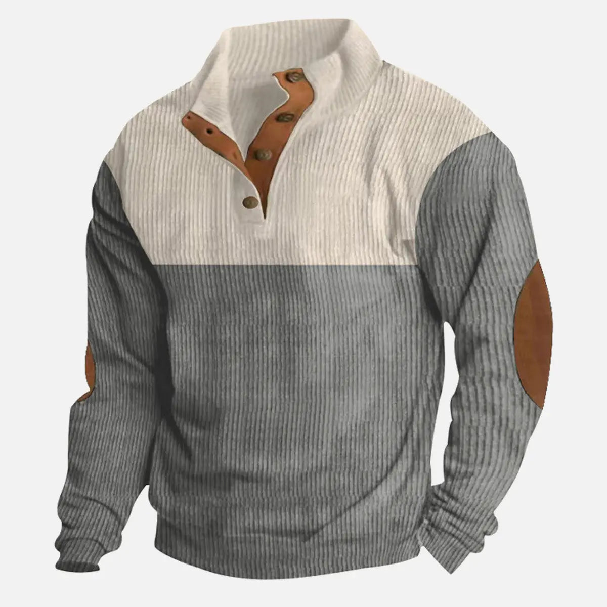 Men's Colorblock Henley Pullover Sweatshirt ElevenOasis