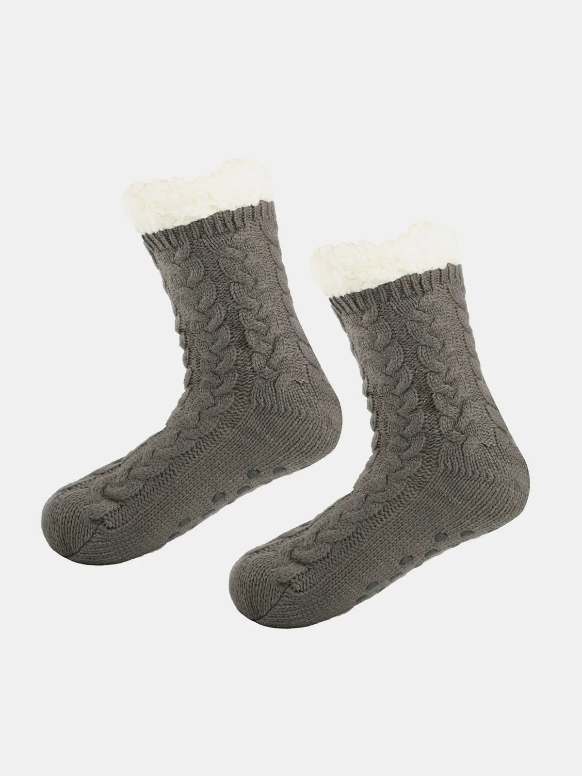Cable Knit Sherpa-Lined Slipper Socks ElevenOasis
